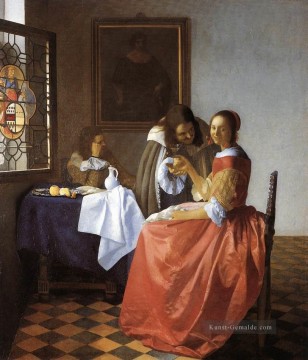  Meer Galerie - Eine Dame und zwei Herren Barock Johannes Vermeer